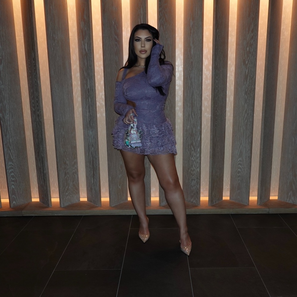 Elegant Purple Lace Off-Shoulder Dress